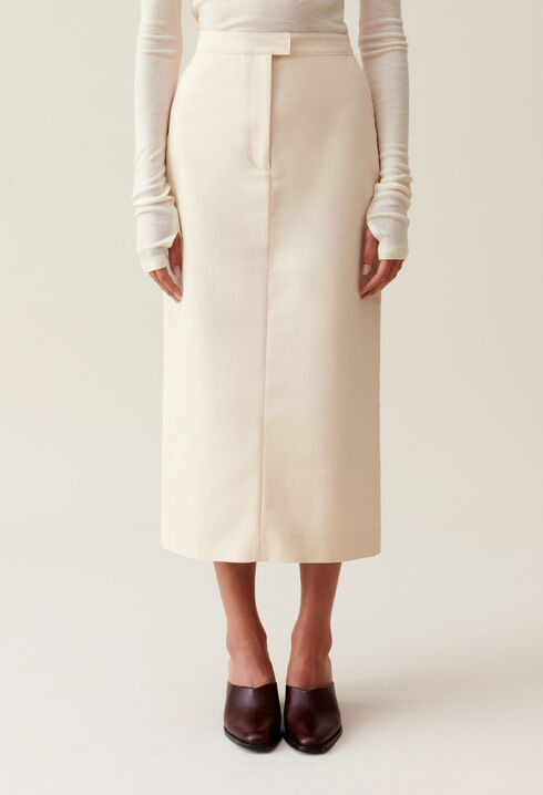 Pale beige midi skirt
