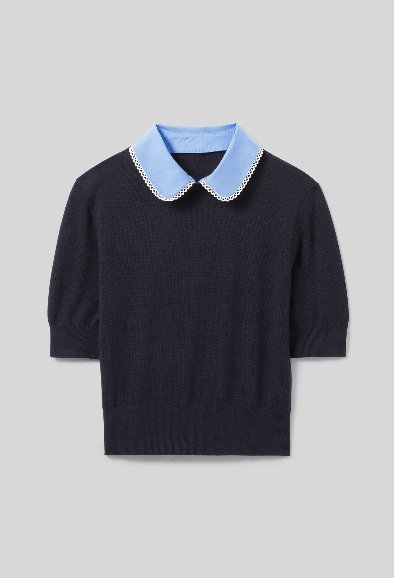 Fine Knit Top with Collar