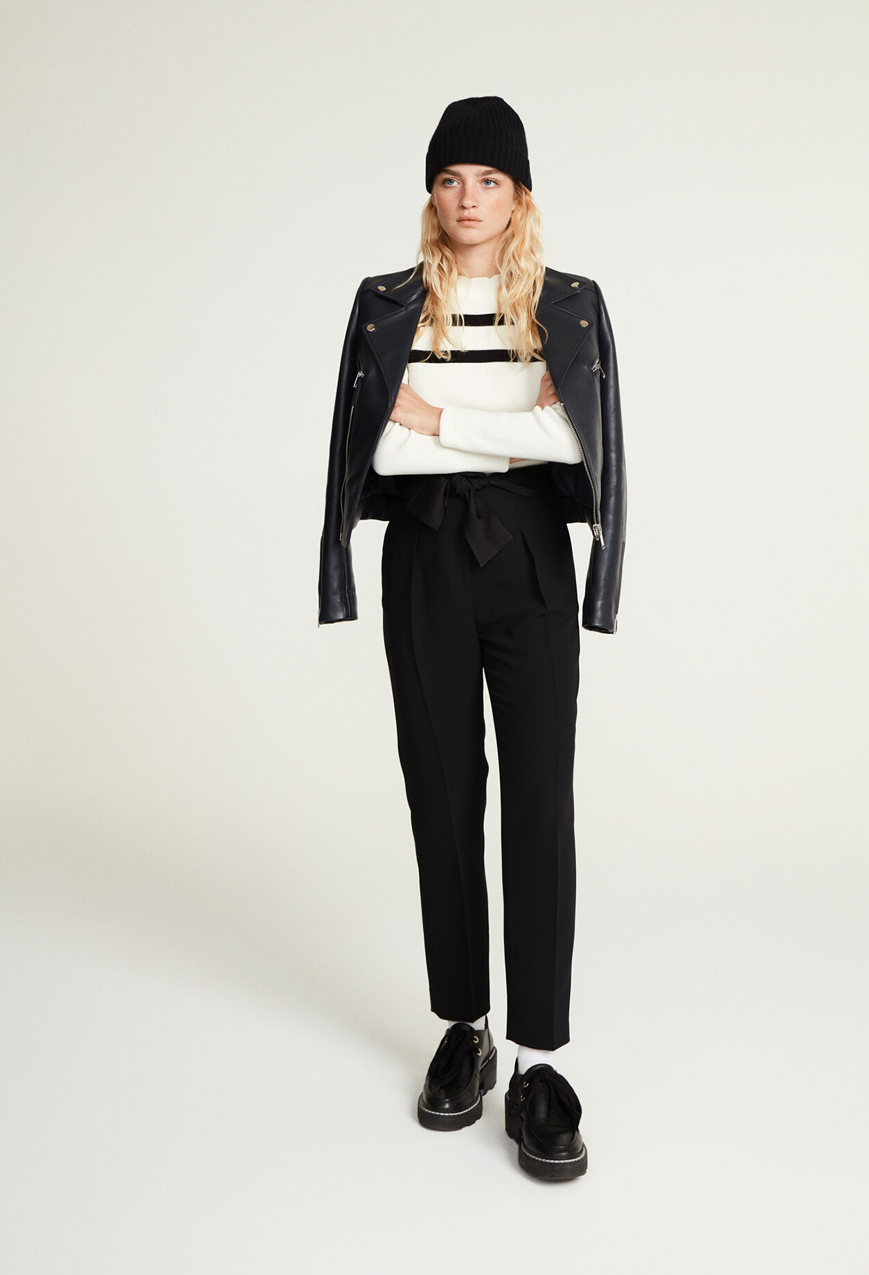 Zipped leather jacket