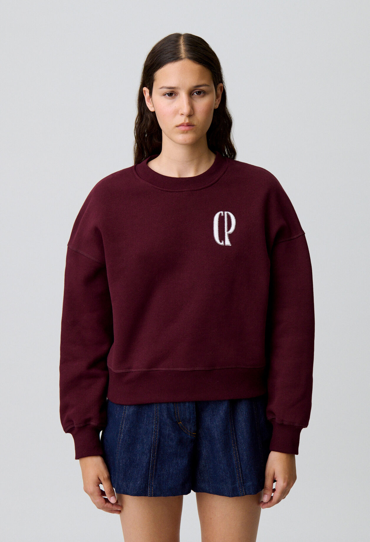 Victorian collar cotton sweatshirt