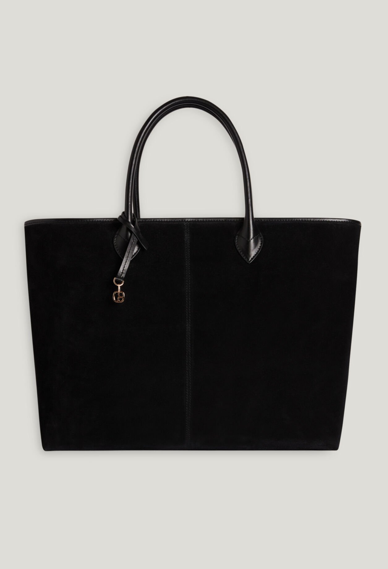 Black suede leather tote bag