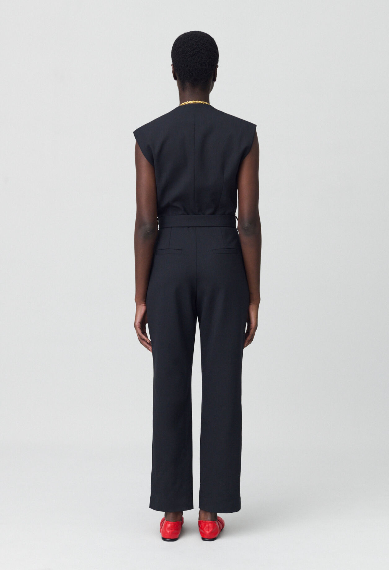 Black short-sleeve jumpsuit