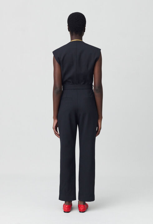 Black short-sleeve jumpsuit