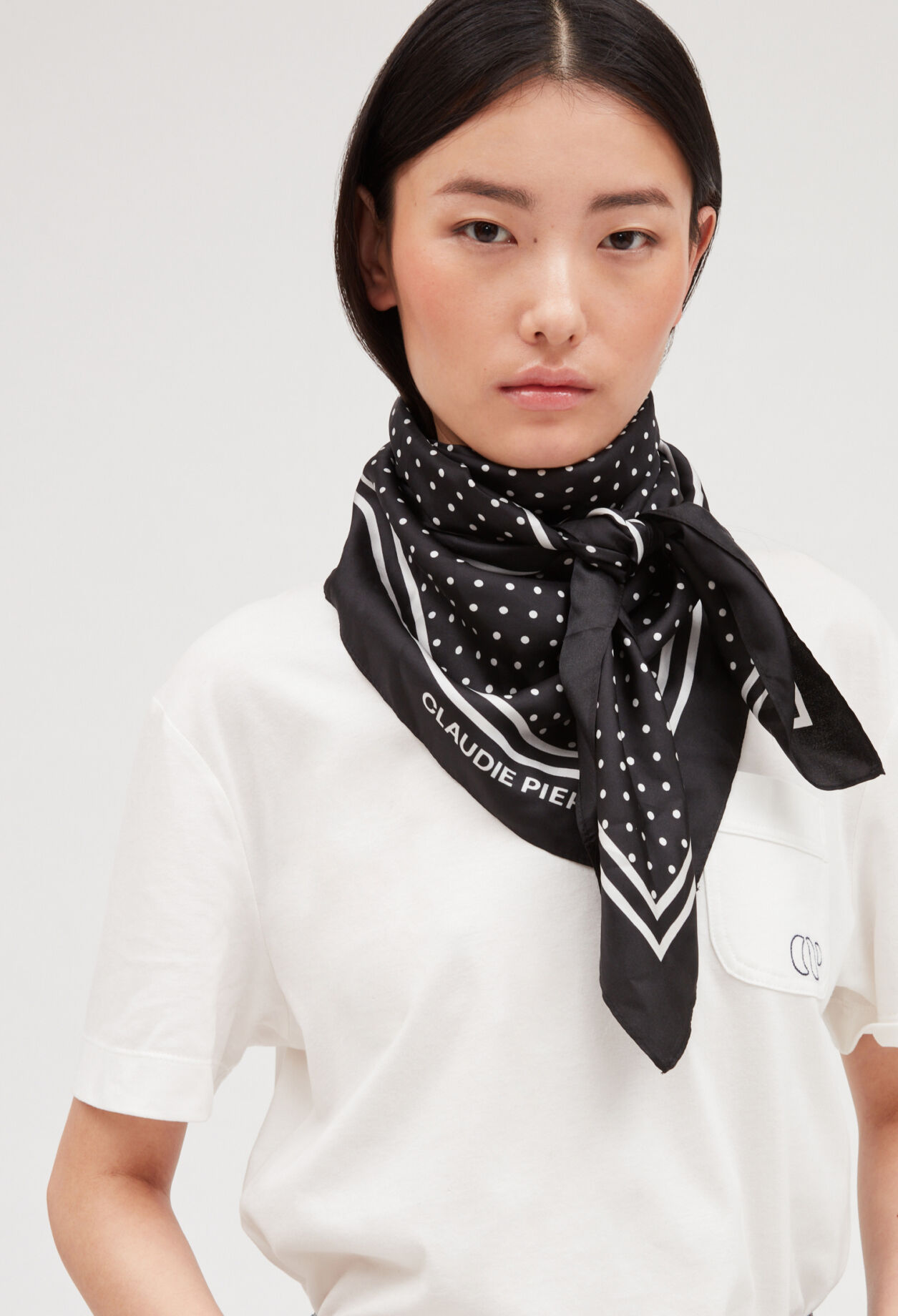 Large black silk scarf discount