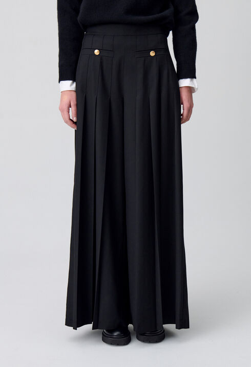Pleated Wide-Leg Trousers