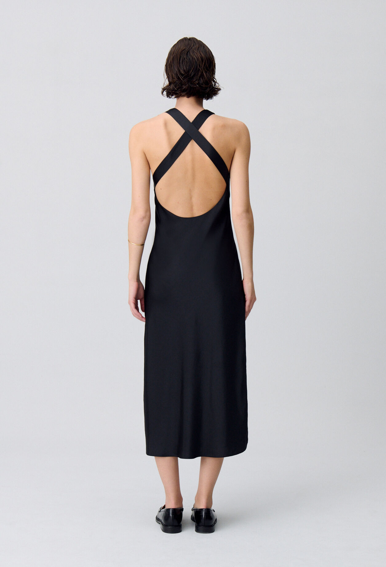 Satin Open-Back Maxi Dress