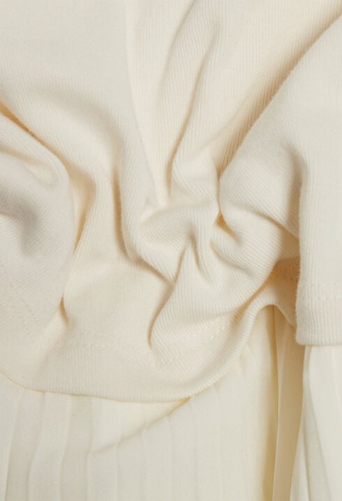 Twist ivory bi-material midi dress 