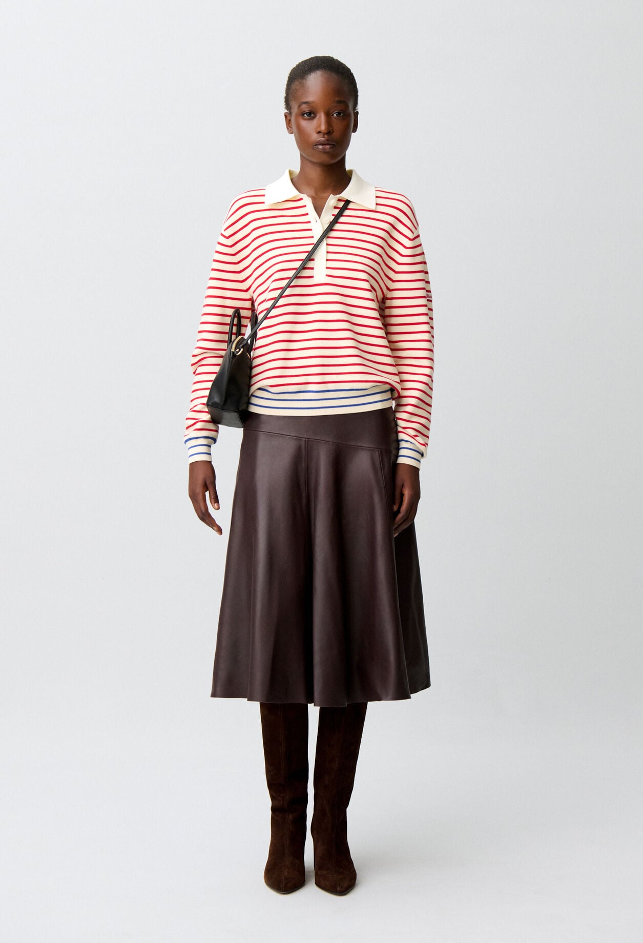 Mid-length leather skirt