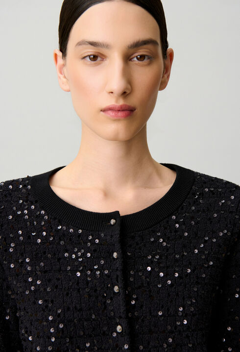 Classic sequin knit cardigan