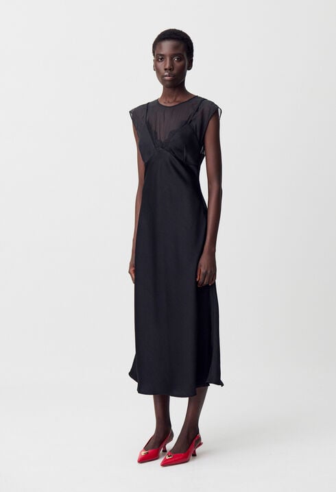 Flowy organza lace long dress