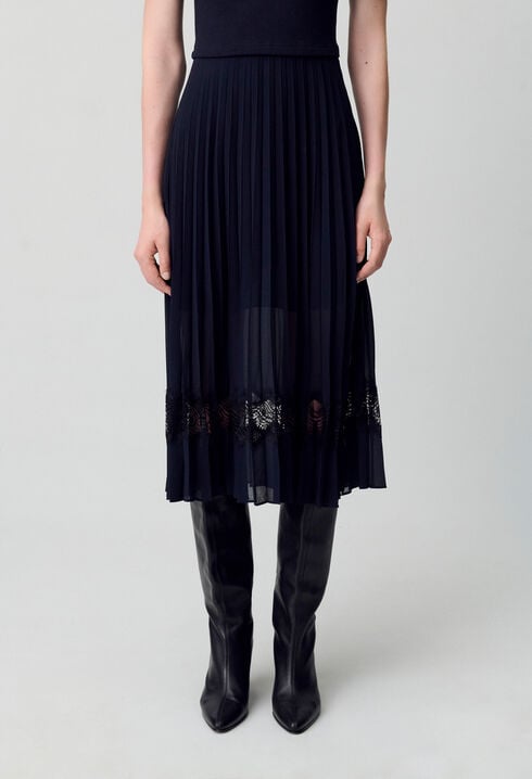 Black and navy bi-material dress 
