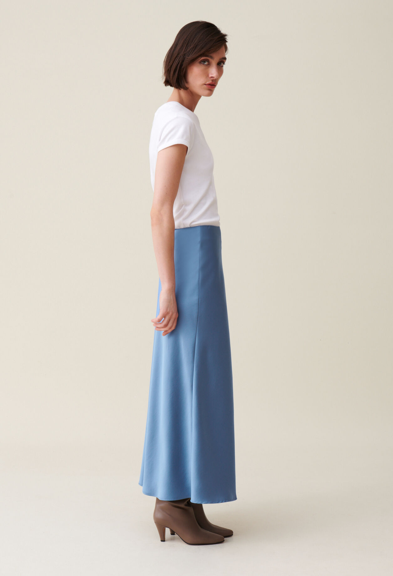 Flowing Satin Midi Skirt