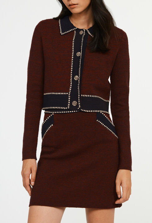 Jupe maille droite contrasté