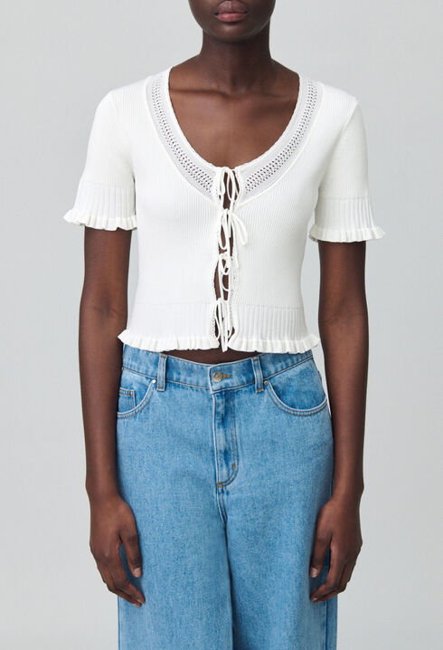 Fine knit top with bows