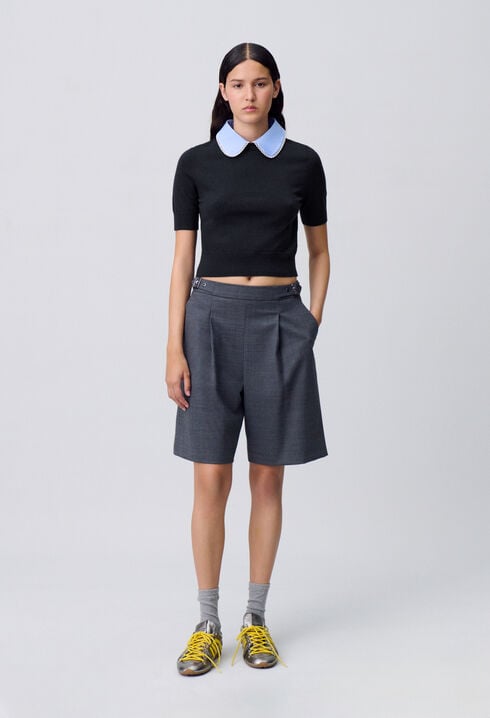 Fine Knit Top with Collar