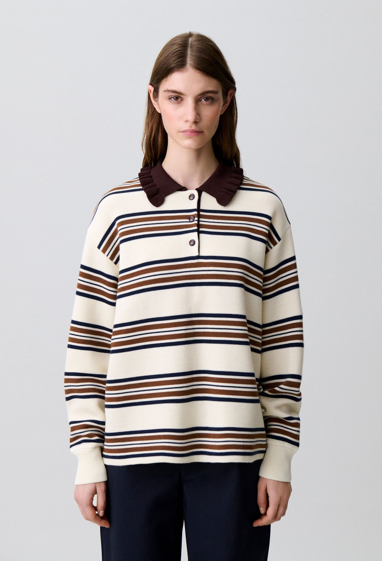 Oversized striped polo jumper