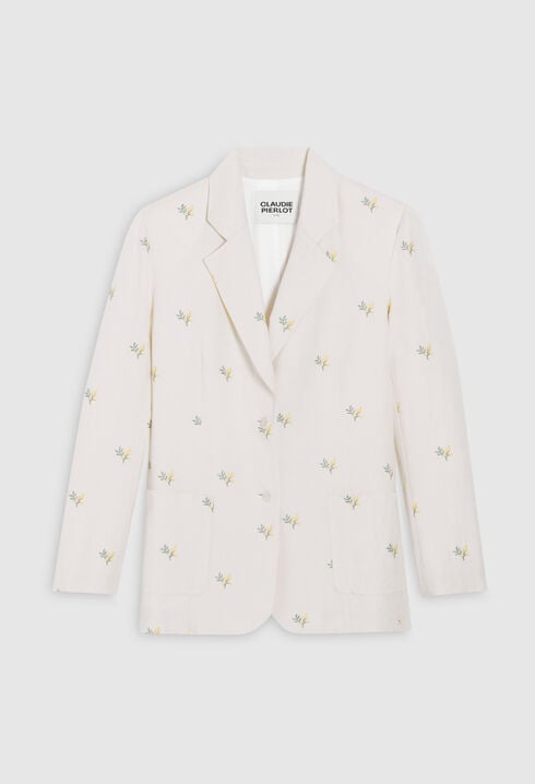 Suit jacket with mimosa pattern