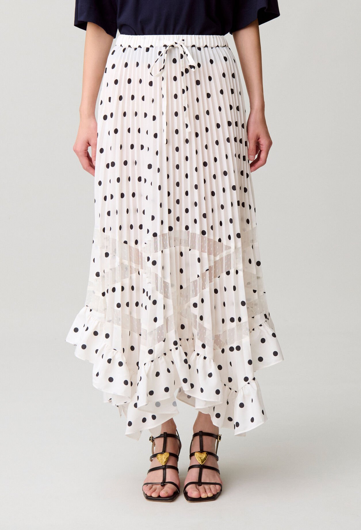 Polka dot pleated skirt