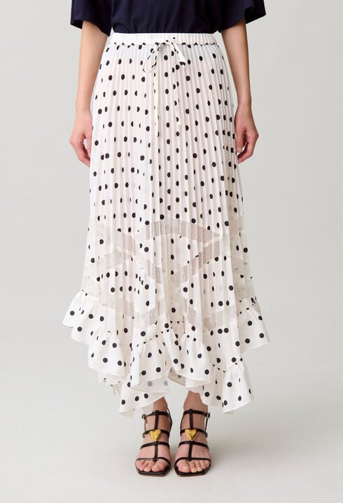 Polka dot pleated skirt