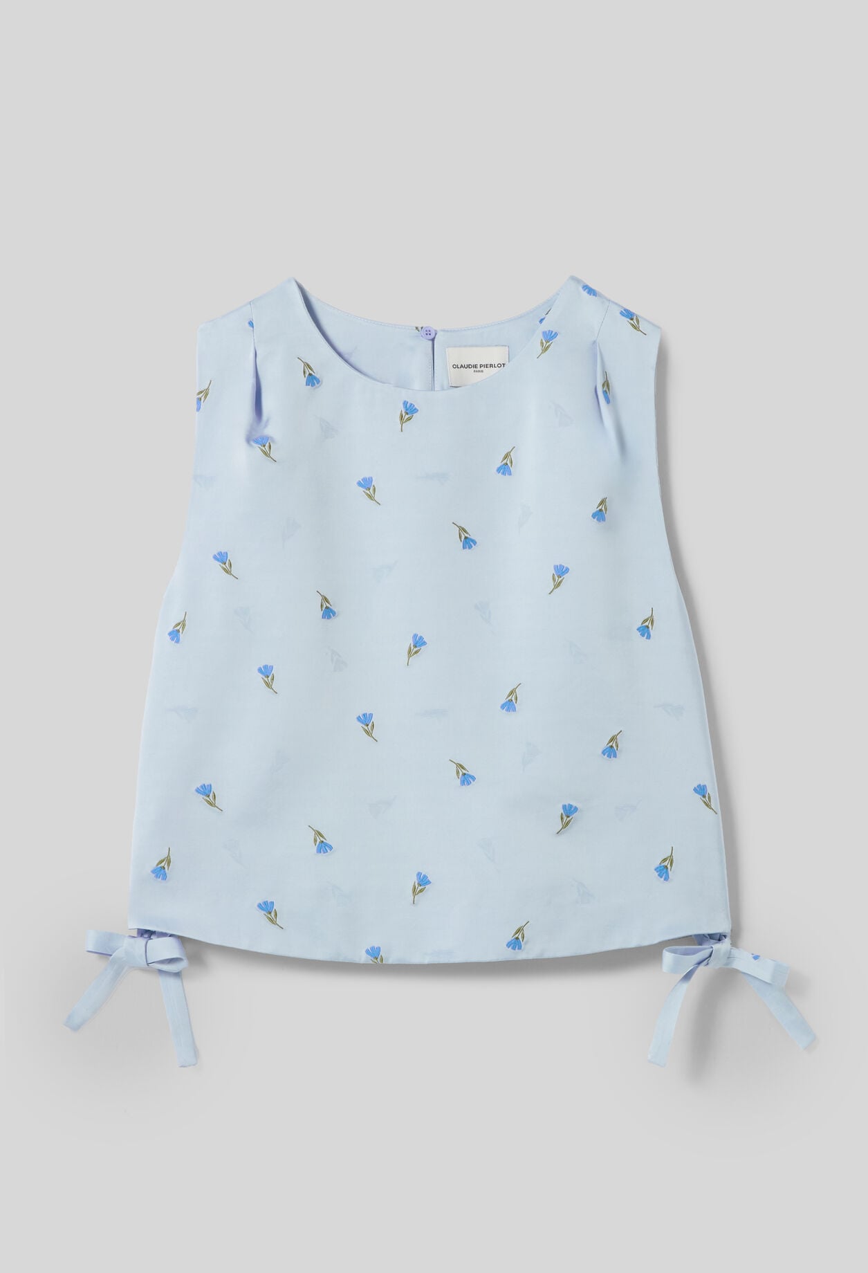 Embroidered satin top