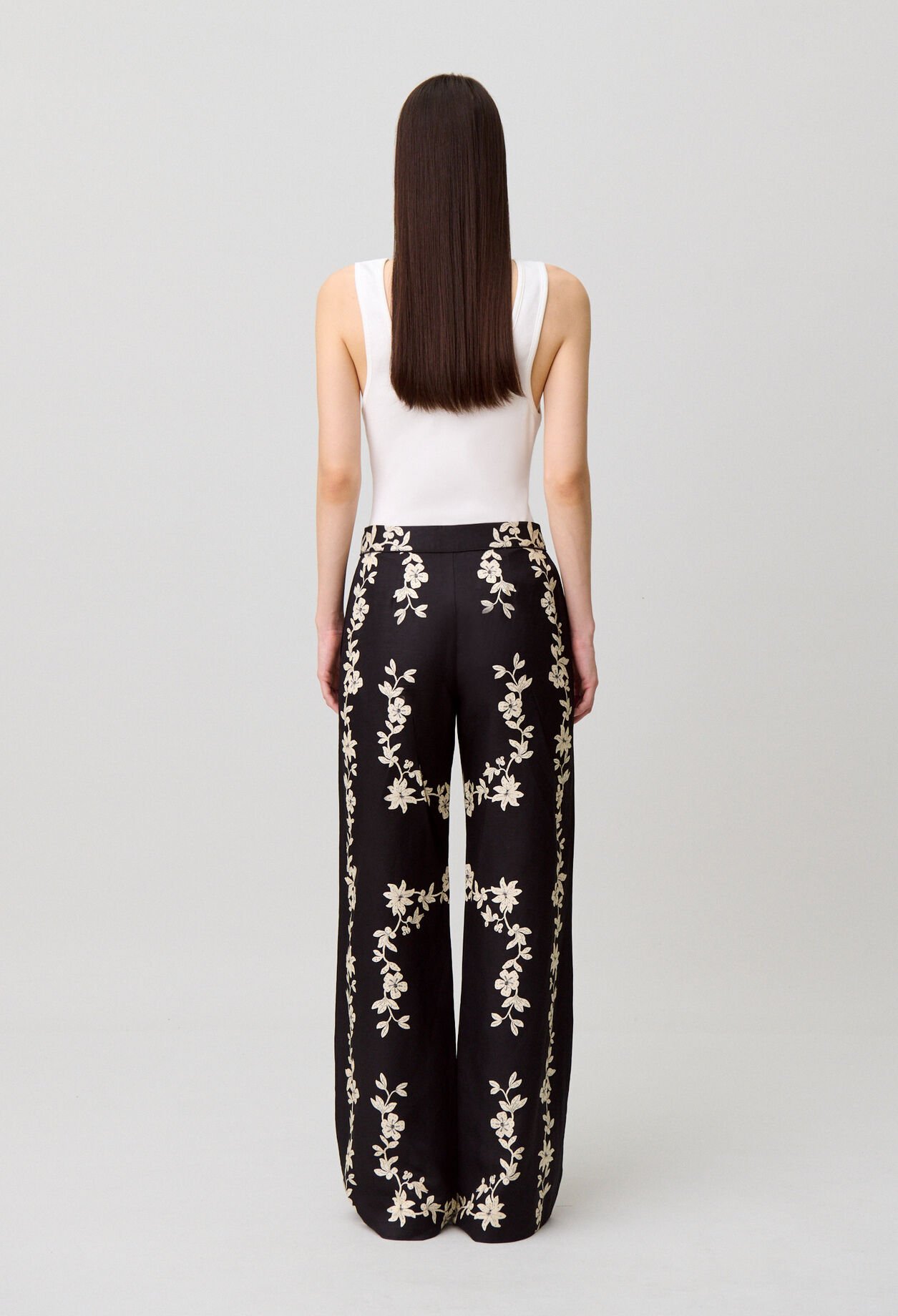Floral wide-leg trousers