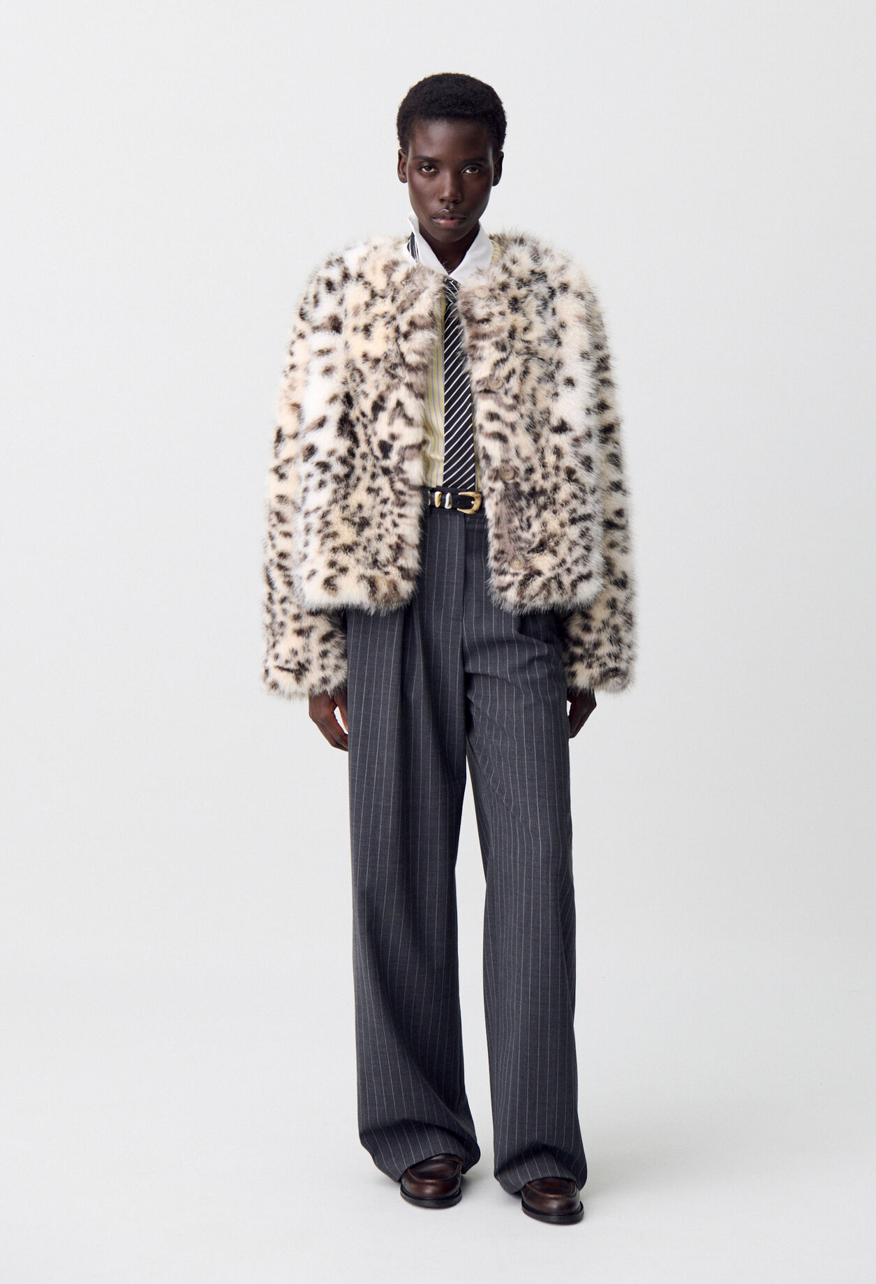Leopard faux fur coat