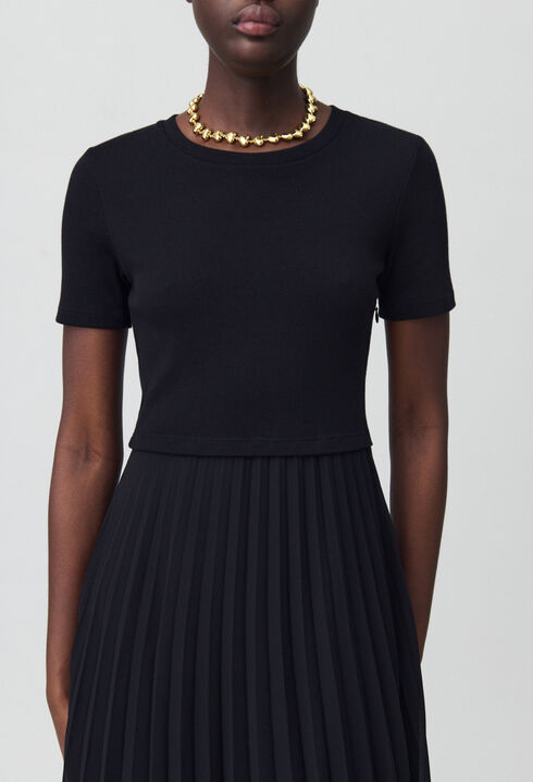 Long dual-fabric Teli dress