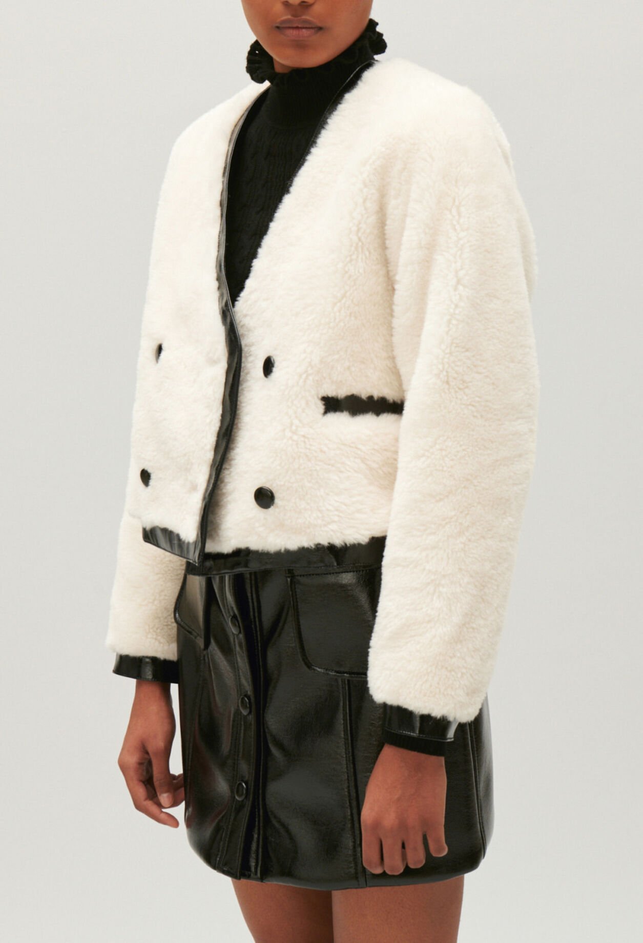 Faux fur loose-fit jacket