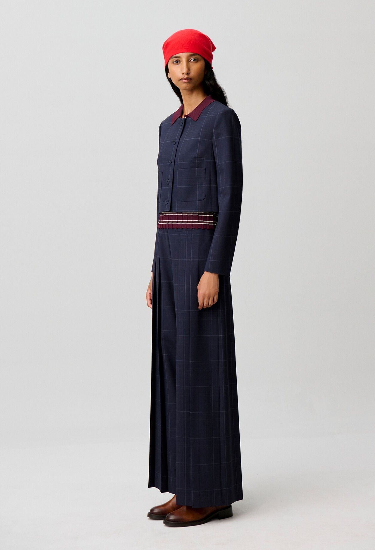 Checked boxy jacket