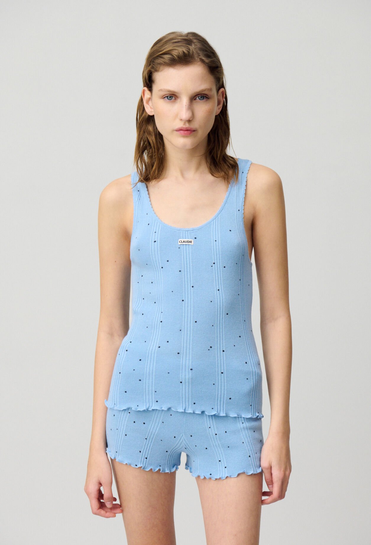 Polka Dot Fine Knit Tank Top
