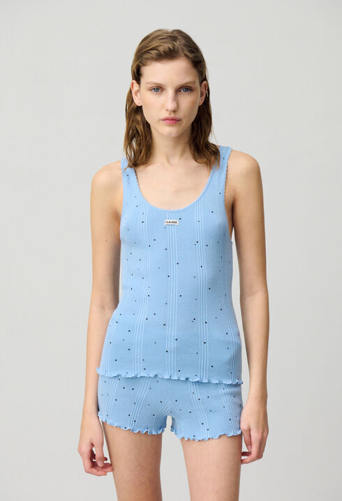 Polka Dot Fine Knit Tank Top