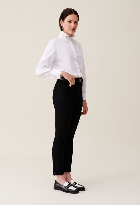 White shirt with ruffled collar