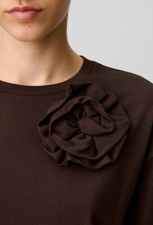 Tone-on-tone floral jersey T-shirt