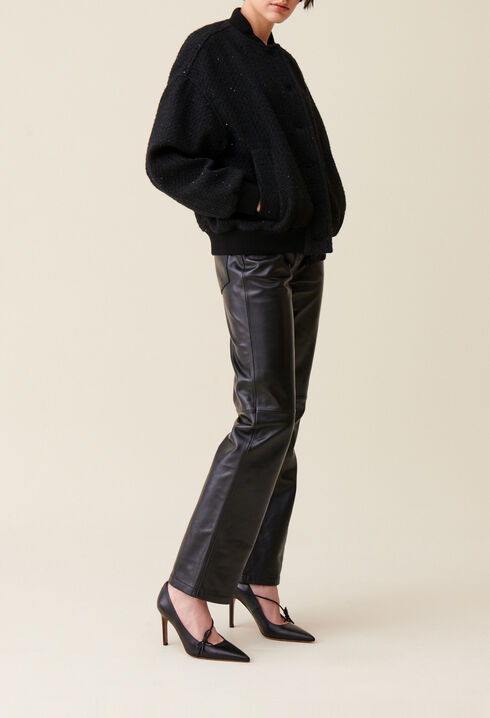 Black tweed bomber