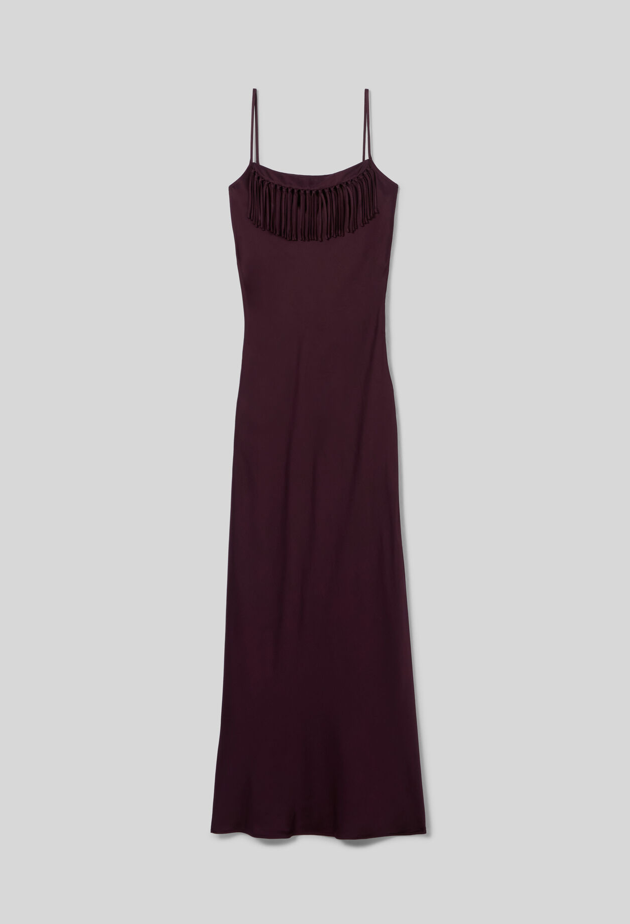 Flowy fringed satin dress