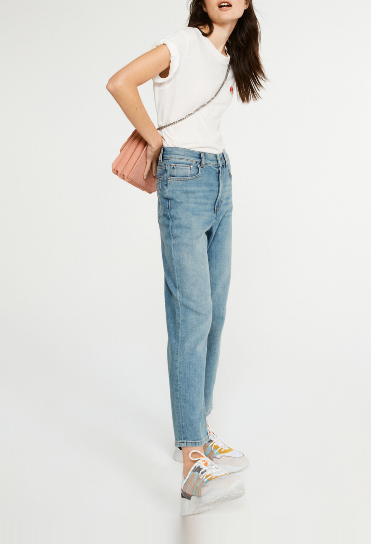 Faded blue jeans made of organic cotton