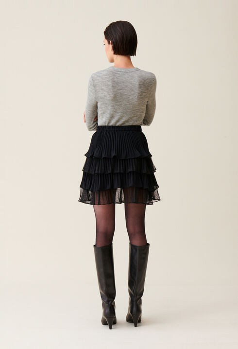 Black short ruffled skirt