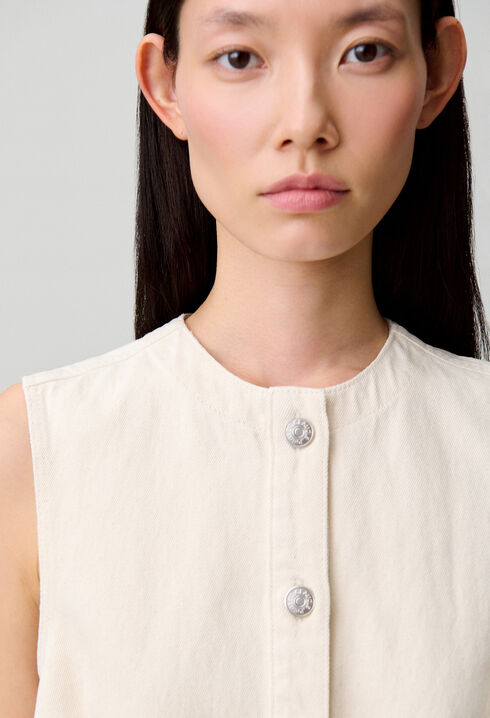 Flared light denim dress