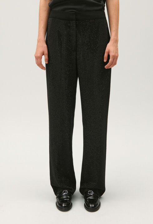 Black trousers with rhinestones