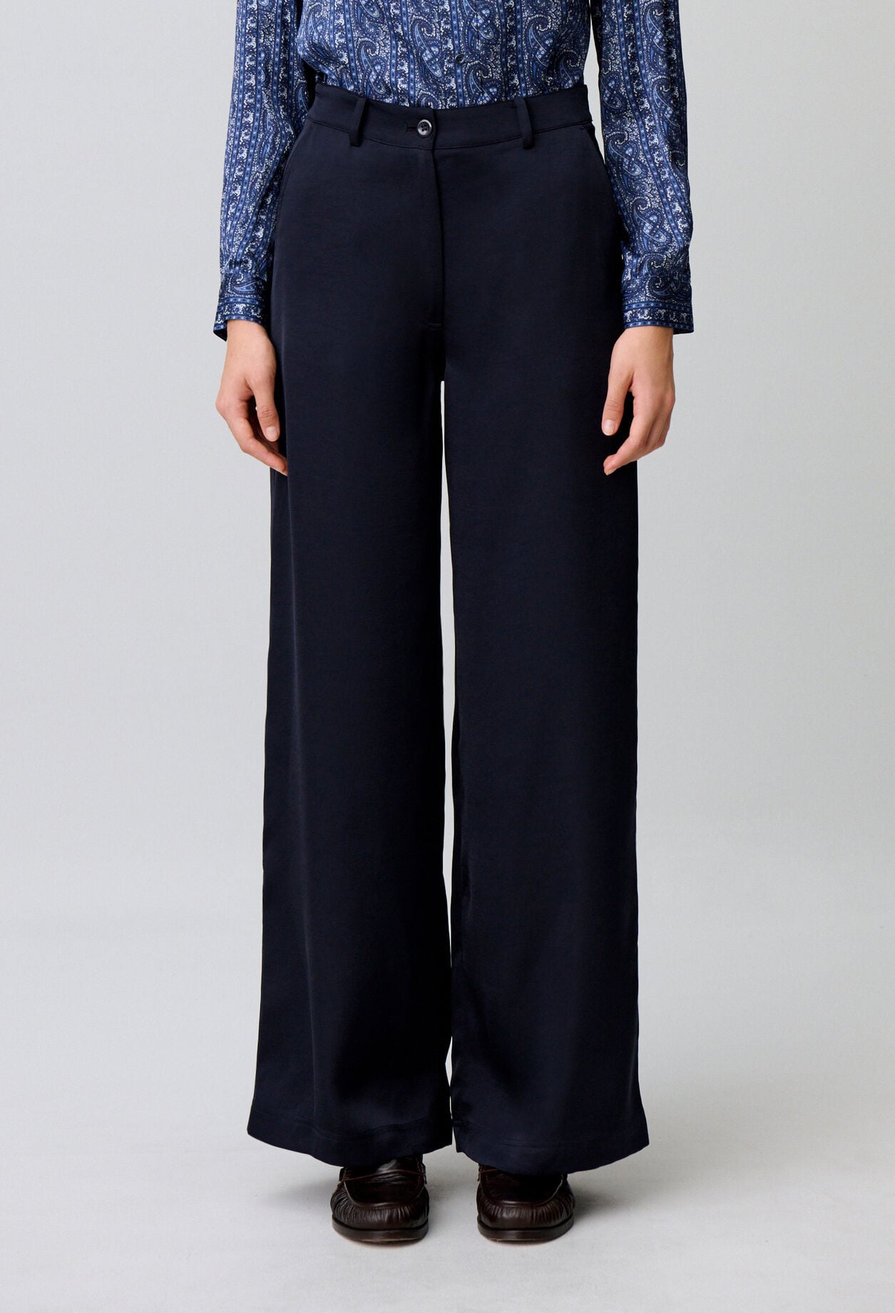 Straight satin trousers