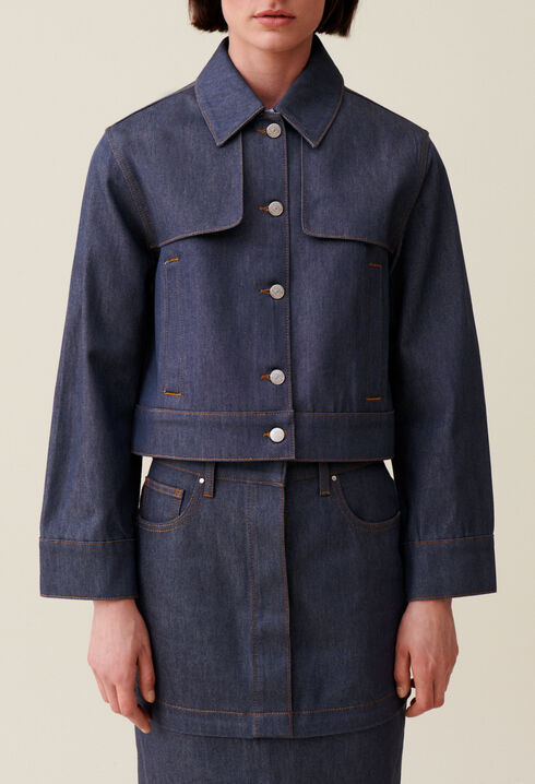 Oversized dark denim jacket