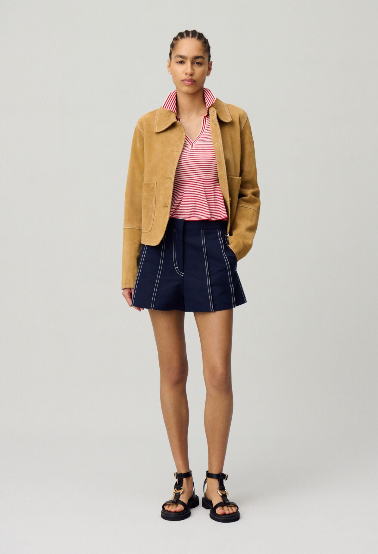 Pleated Contrast Shorts