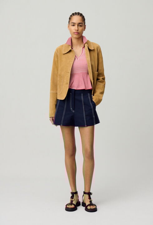 Pleated Contrast Shorts