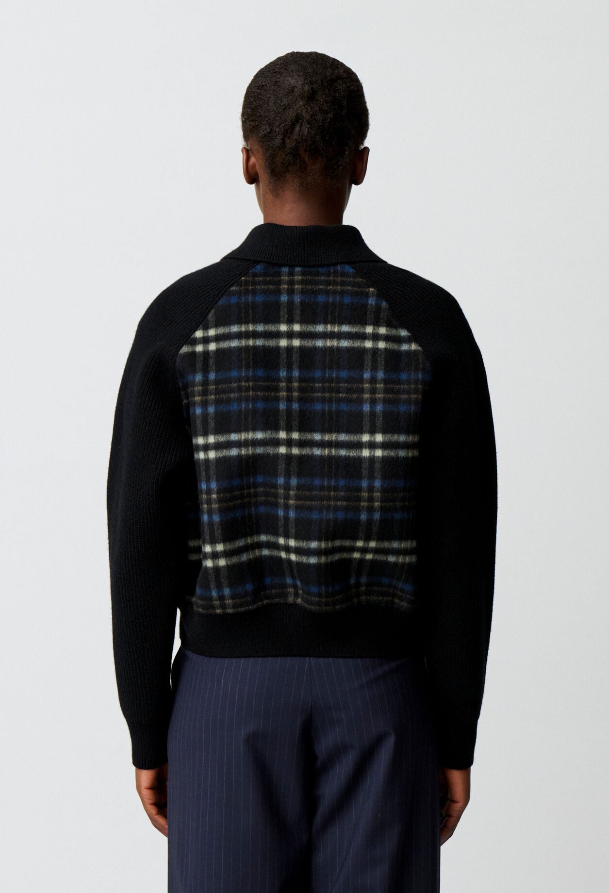 Striped bi-material jacket