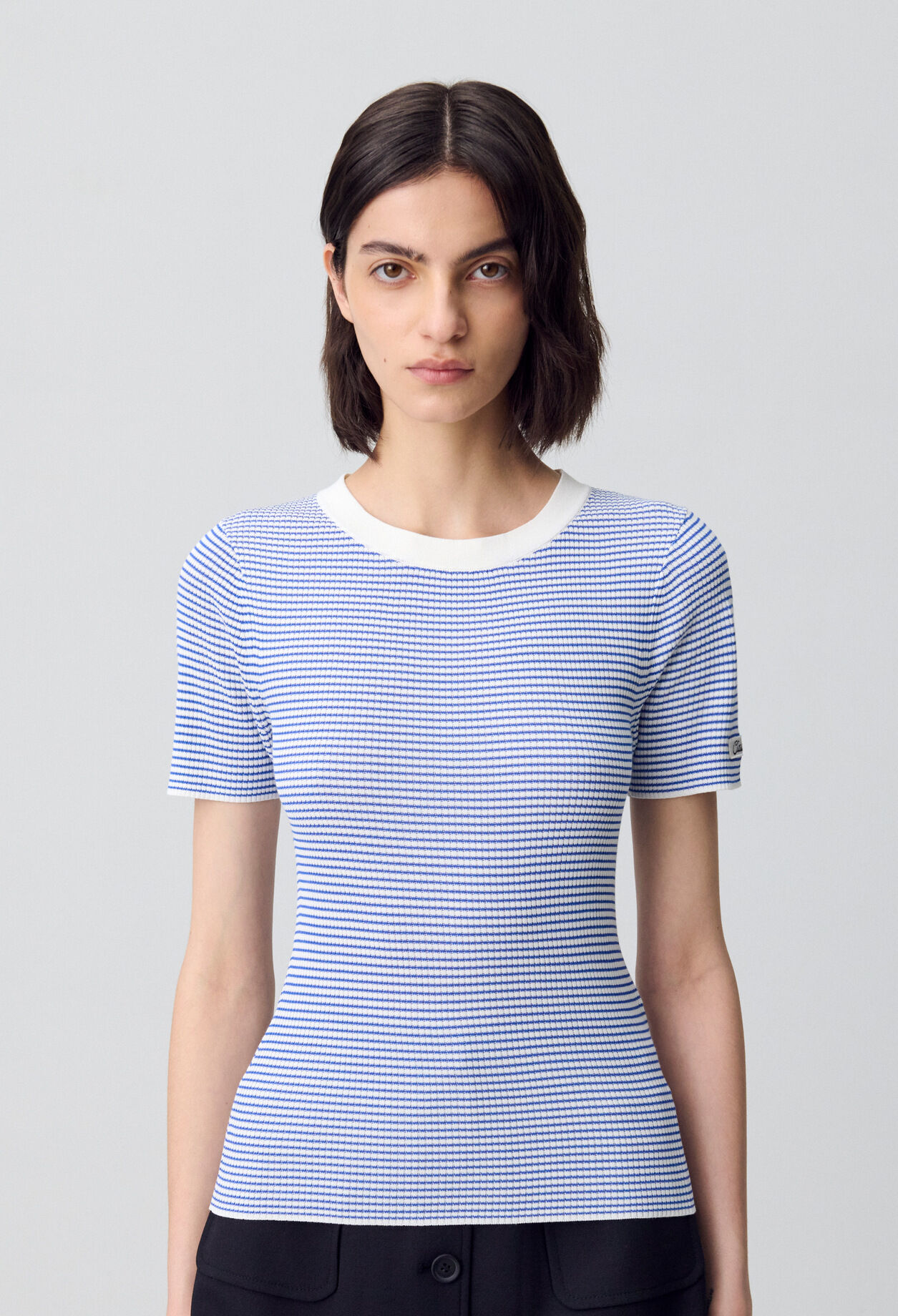 Fine-Knit Breton Stripe Top