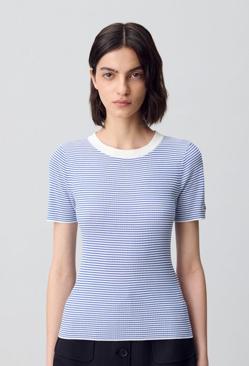 Fine-Knit Breton Stripe Top