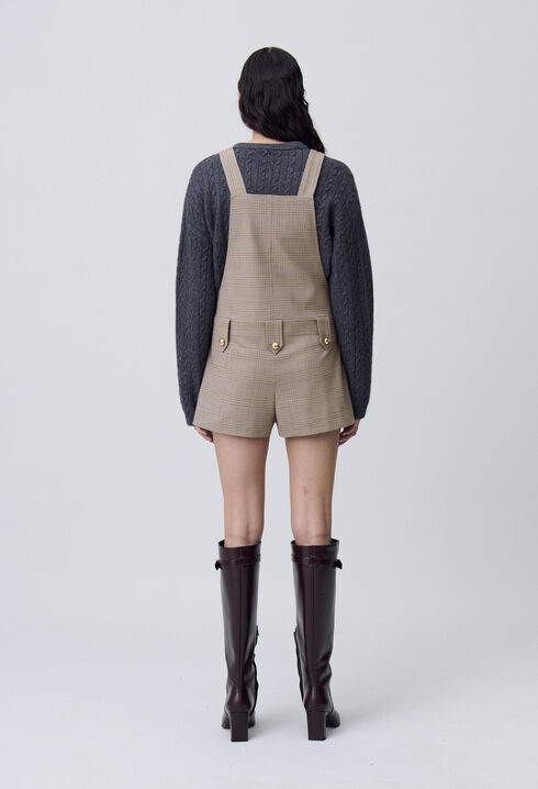 Checked dungaree playsuit