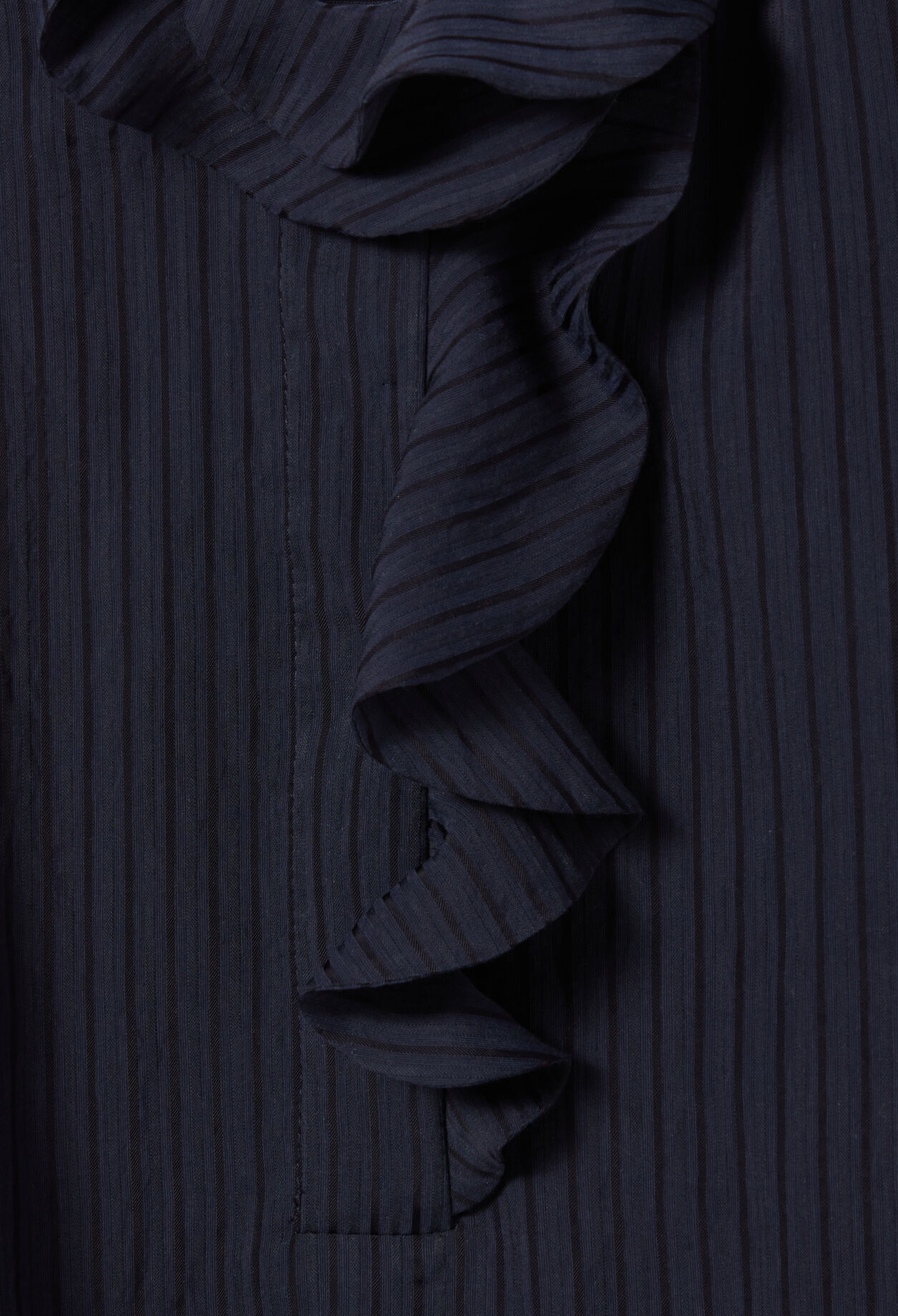 Dark blue striped ruffled blouse