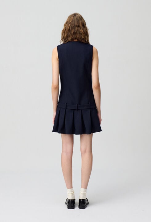 Pleated fitted short dress
