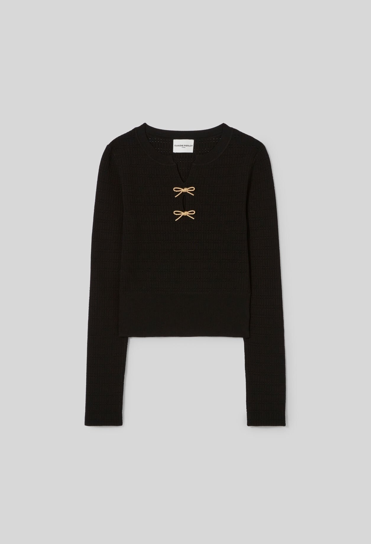 Fine knit bow jumper